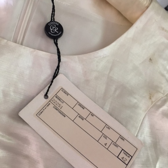 New! Italian made white sateen and linen knee length dress - Picture 4 of 5